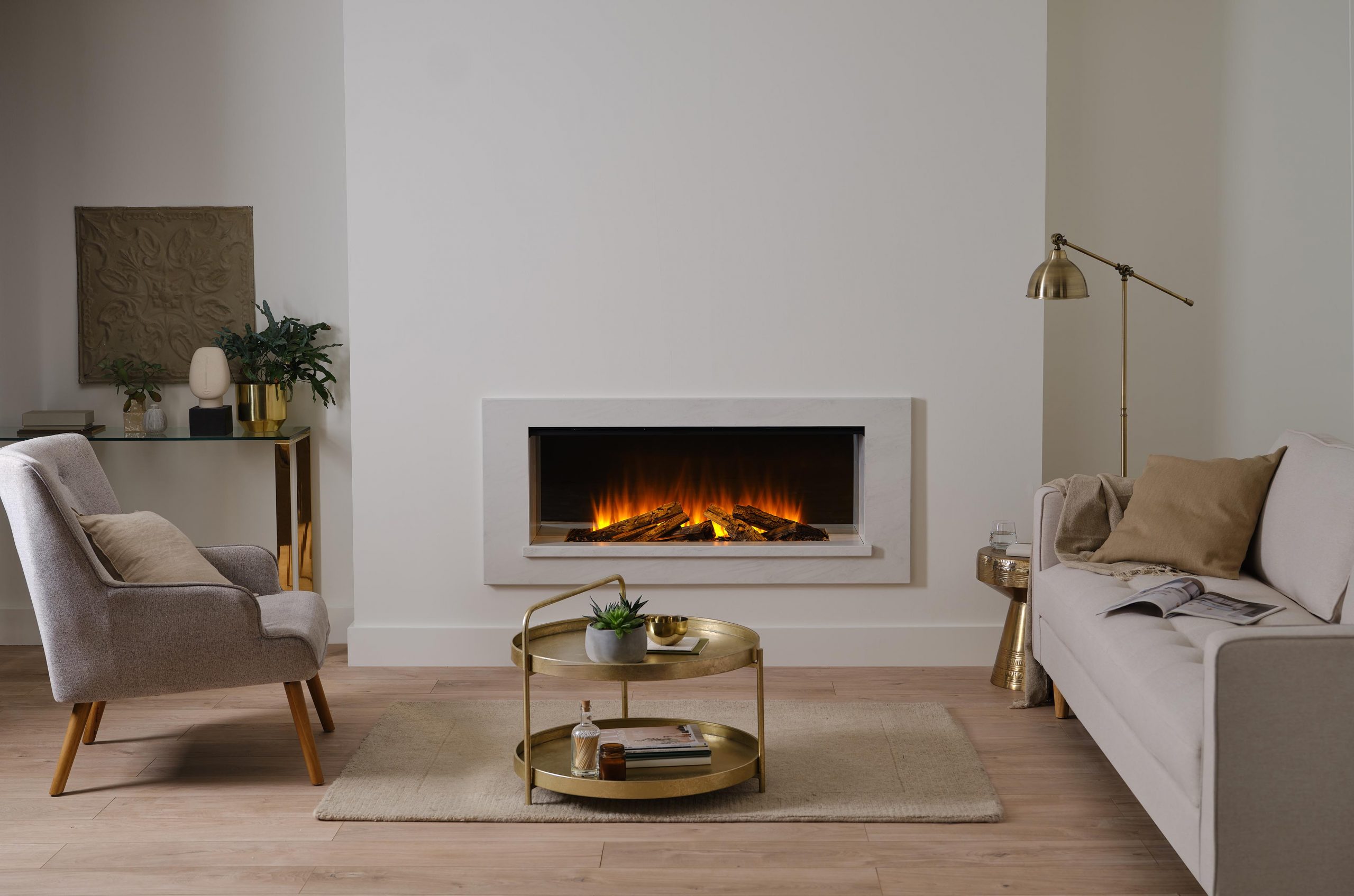 Holbury 1200 White British Fires Holbury Suite 1200 White